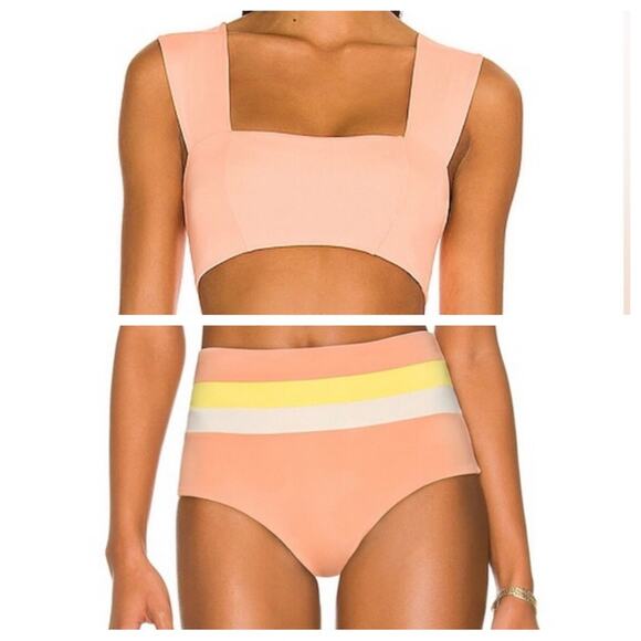L*Space Parker Top Portia Striped High Waist Bikini Bottom Set XS NWT - Picture 1 of 11